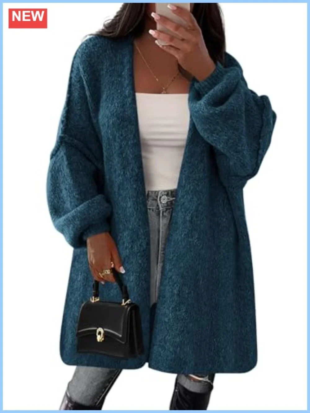Oversized Long Cardigan Sweater for Women Cozy Knit V-Neck